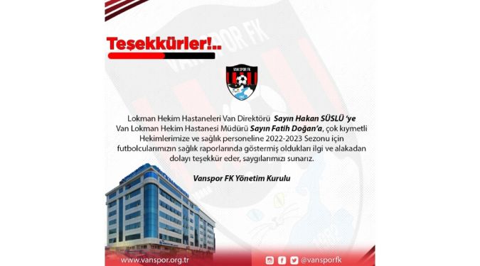 VANSPOR'DAN TEŞEKKÜR